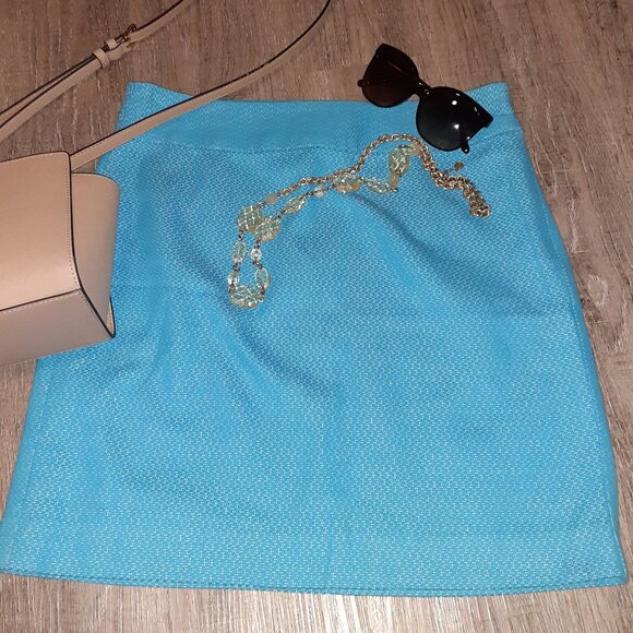 Banana Republic * Aqua Linen Skirt * Sz 2 * 29 1/2" Waist * Lined * - Picture 6 of 11